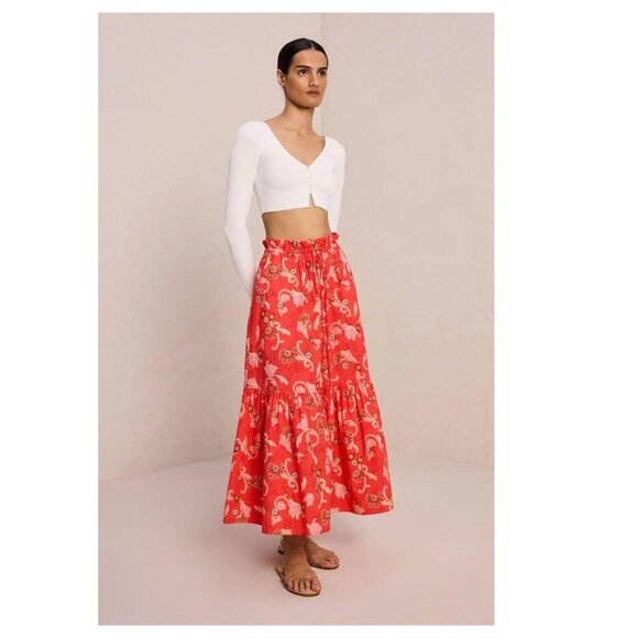 ALC Calla Francis Paisley Floral 100% Cotton Midi Skirt - Picture 1 of 11